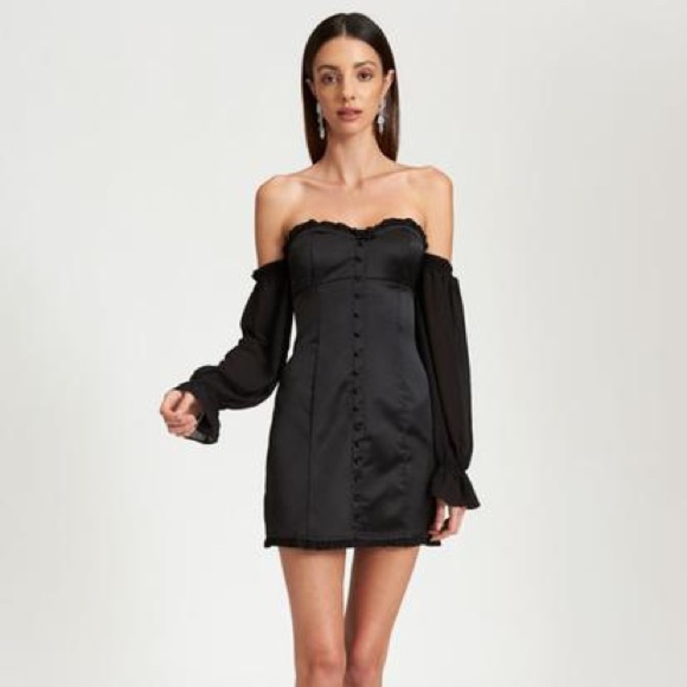 Lioness Dress Me Up Satin Off Shoulder Mini Dress